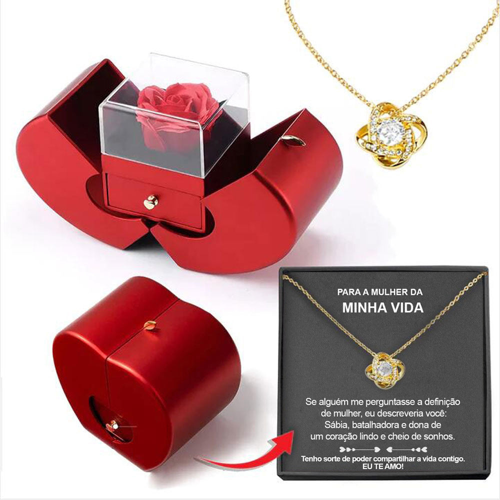 Everlasting Rose & Apple Jewelry Box Necklace
