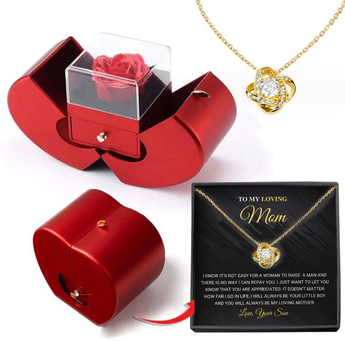Everlasting Rose & Apple Jewelry Box Necklace