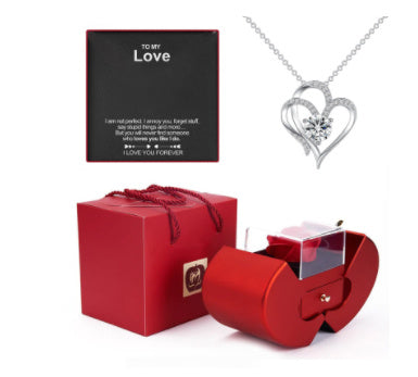 Everlasting Rose & Apple Jewelry Box Necklace