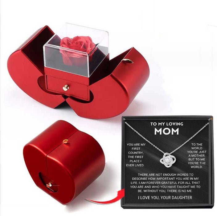 Everlasting Rose & Apple Jewelry Box Necklace