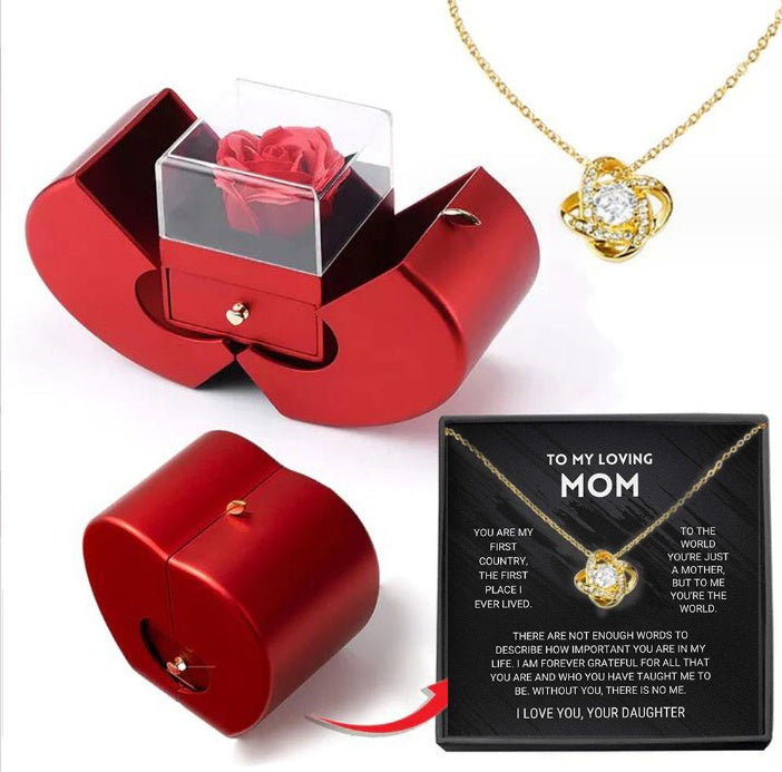 Everlasting Rose & Apple Jewelry Box Necklace
