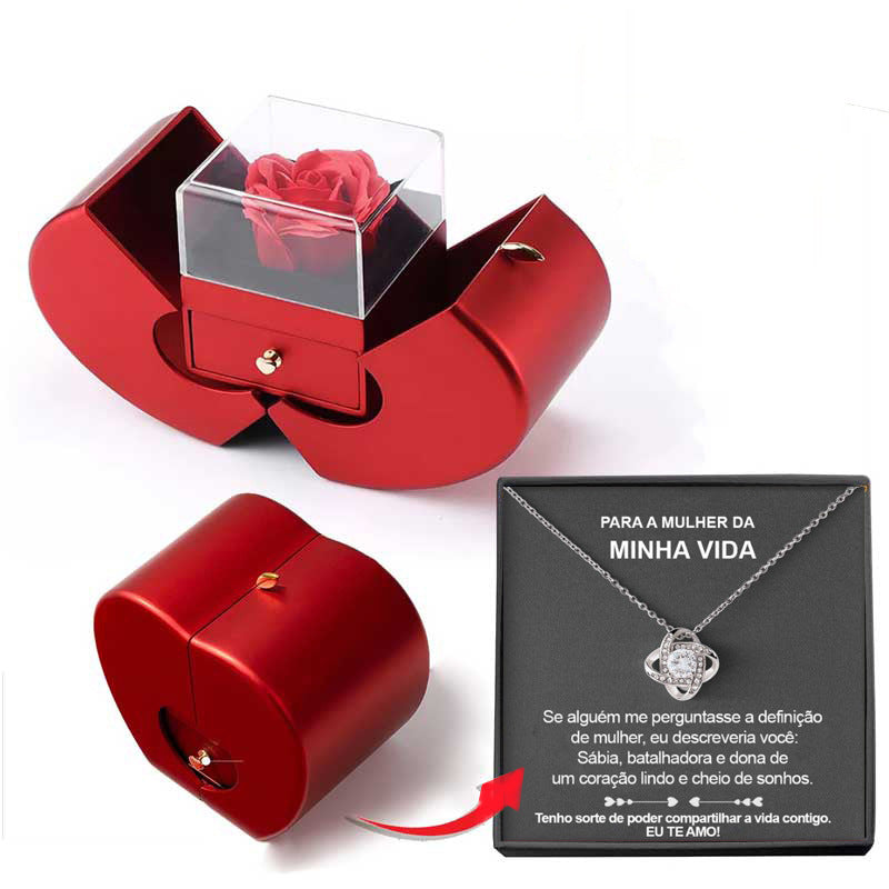 Everlasting Rose & Apple Jewelry Box Necklace