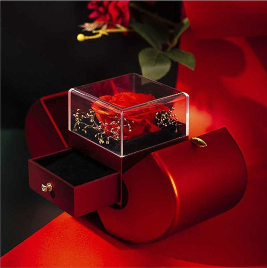 Everlasting Rose & Apple Jewelry Box Necklace