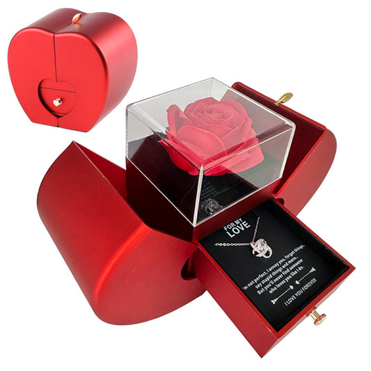 Everlasting Rose & Apple Jewelry Box Necklace